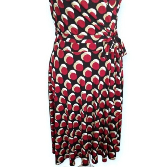 Candie's Red and Black Geometric Midi Dress SZ.L EUC. - Picture 3 of 7